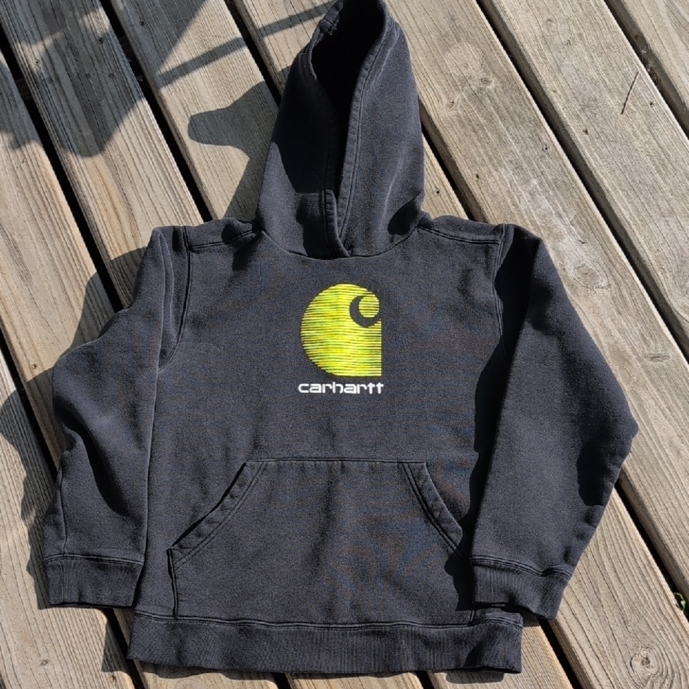 14/16 Carhartt Black and Yellow Sweatshirt for Effortless Style - Picture 2 of 5